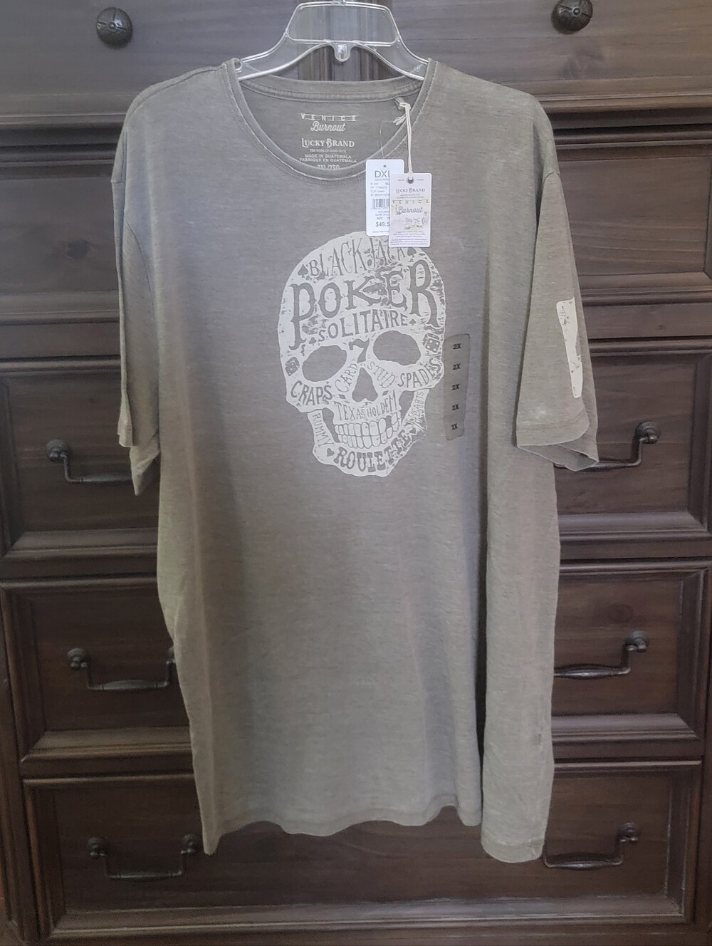 NWT Lucky Brand Skull Poker Graphic Tee